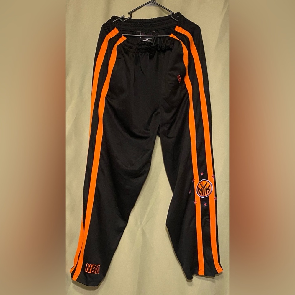 New York Knicks Vintage USG NBA Basketball Black Warm-Up Pants w/ Stripes 3X